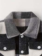Girls Fleece Jacket Plaid Button Collar Shirt