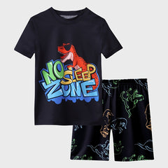 Boys Dino Pajama Set NO SLEEP ZONE Sunglas
