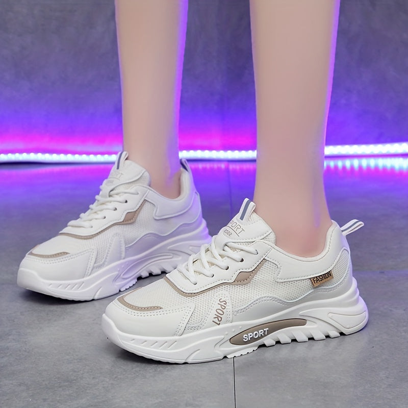 Women's Mesh Platform Sneakers Lace Up Comfortable Running Shoes