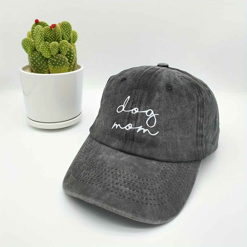 Dog Mom Print Washed Baseball Cap Dad Hat Peaked Cap