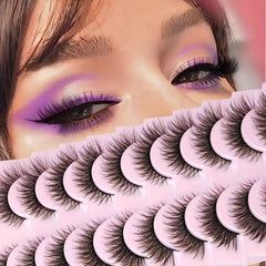 10 Pairs 3D Mink Cat Eye Style Lashes - 13mm