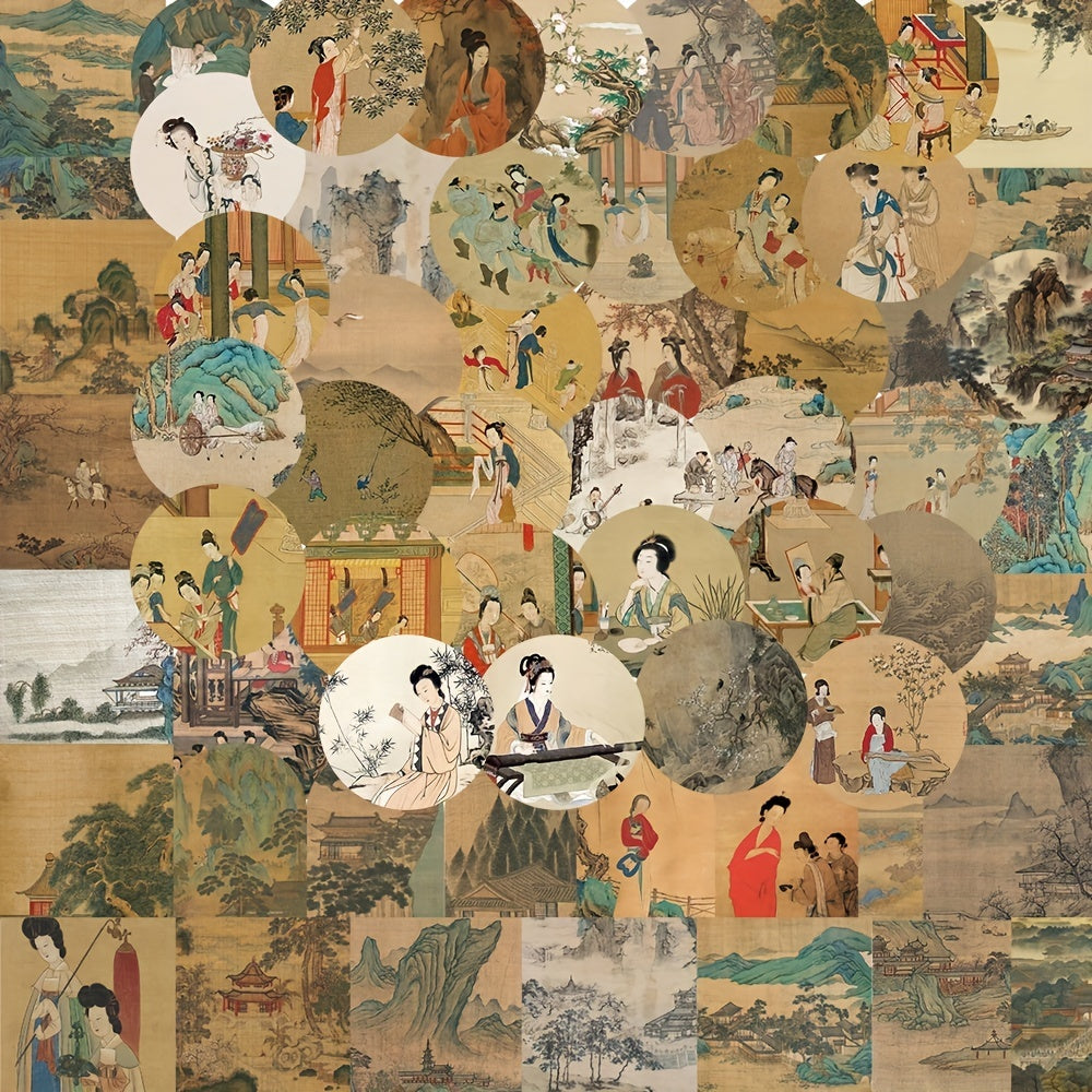 61pcs Chinese Art Stickers Waterproof for Laptops Skateboards Wa