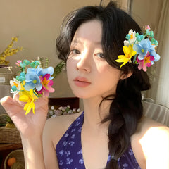 DUOJIAOYAN Butterfly Orchid Hair Clip Colorful Floral Headpiece for Weddings