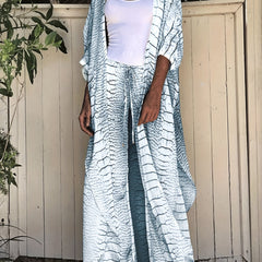 Crocodile Print Two Pieces Swimsuit Loose Fit V Neck Semi Sheer