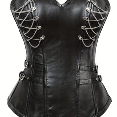 Gothic Leather Strapless Corset Tummy Control Slimmer Lace Up