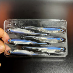 6pcs Soft Swimbaits Straight Tail Bass Fishing Rubber Minnow Lures