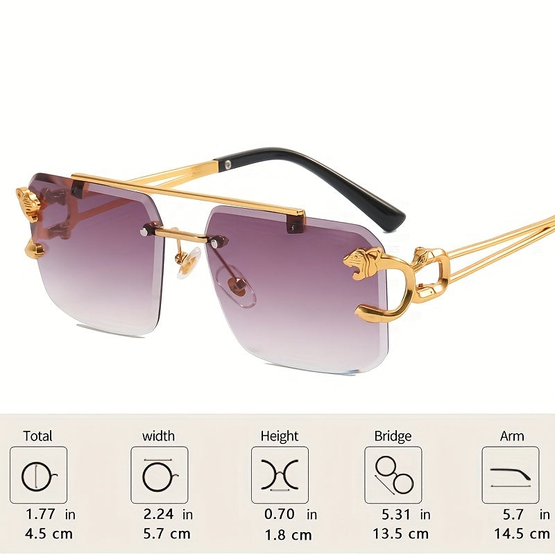 Retro Rimless Gradient UV400 Metal Sun Shades