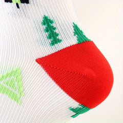 Christmas Print Calf Socks Women's Knee High Stockings