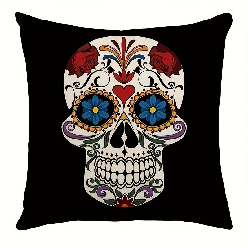 Funny Flower Skull Throw Pillow Covers