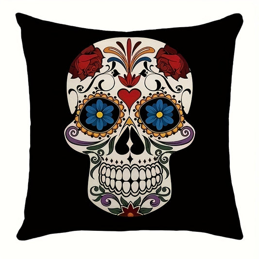 Funny Flower Skull Throw Pillow Covers