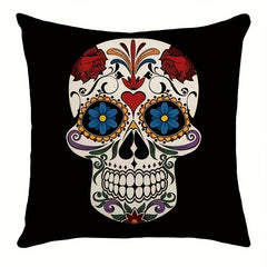 Funny Flower Skull Throw Pillow Covers