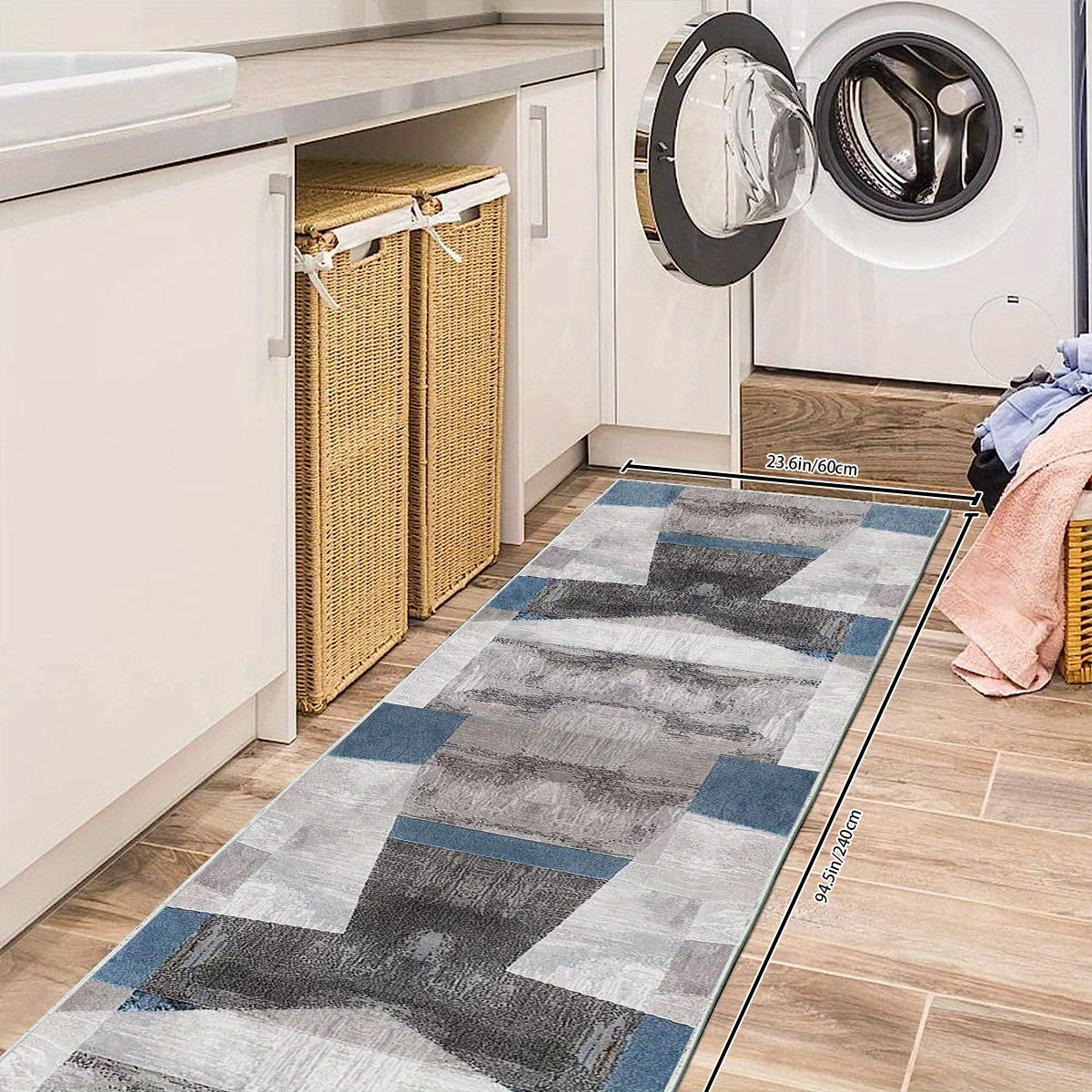 Modern Contemporary Runner Rug Abstract Laundry Room Long Oriental Hallway