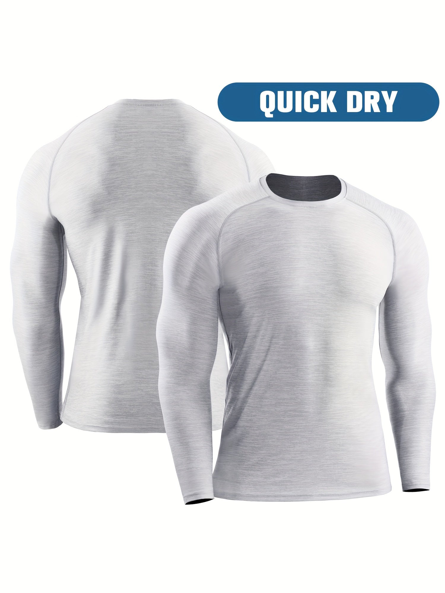 Men's Fleece Workout Shirt Active High Stretch Compression Base Layer