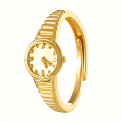 European American Golden Watch Couple Ring Light Open Adjustable