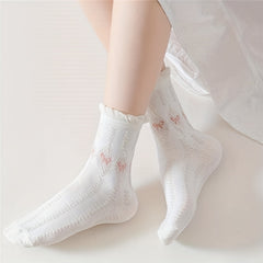 5 Pairs Bow Ruffle Socks Sweet & Mid Tube Socks Women's Stockings