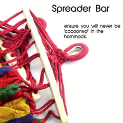 Colorful Stripe Double Hammock with Spreader Bar & Storage Bag