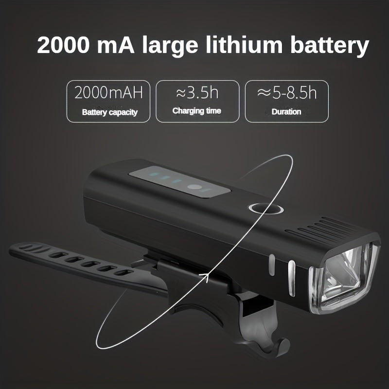 USB Rechargeable Bike Light Powerful Front Headlight 4 Light Modes