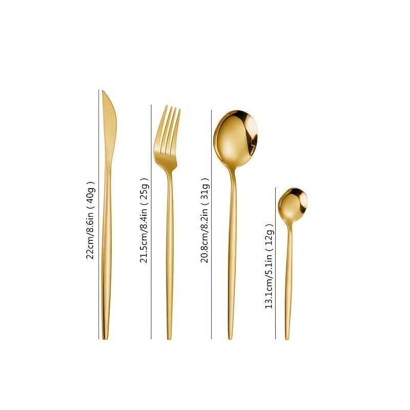 24pcs Stainless Steel Cutlery Coffee Spoon Salad Fork
