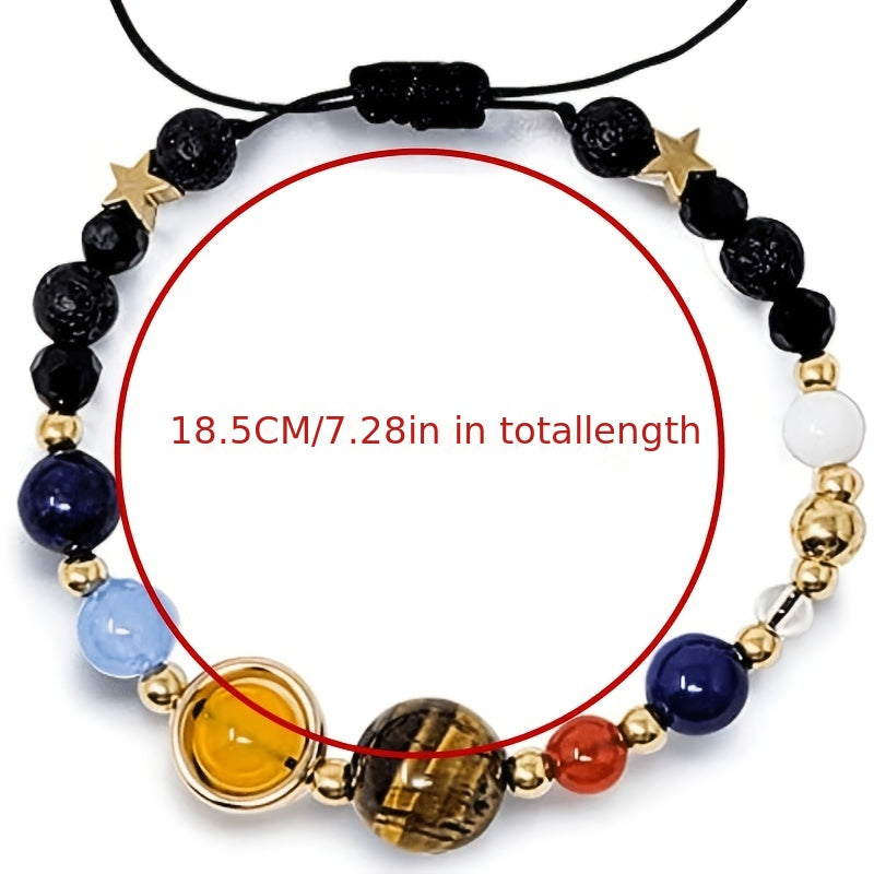 Solar System Crystal Bead Bracelet Adjustable Braid Strand