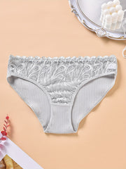 3 Pack Plus Size Ribbed Paisley Lace Briefs Set