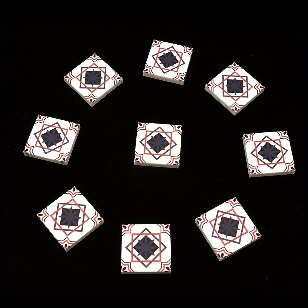 10pcs Printed Pattern Floor Tiles & Building Blocks ABS Resin DIY Home Decor Toy