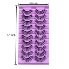 10 Pairs Natural Wispy False Eyelashes 15-20mm Faux Mink Fluffy Strip Lashes