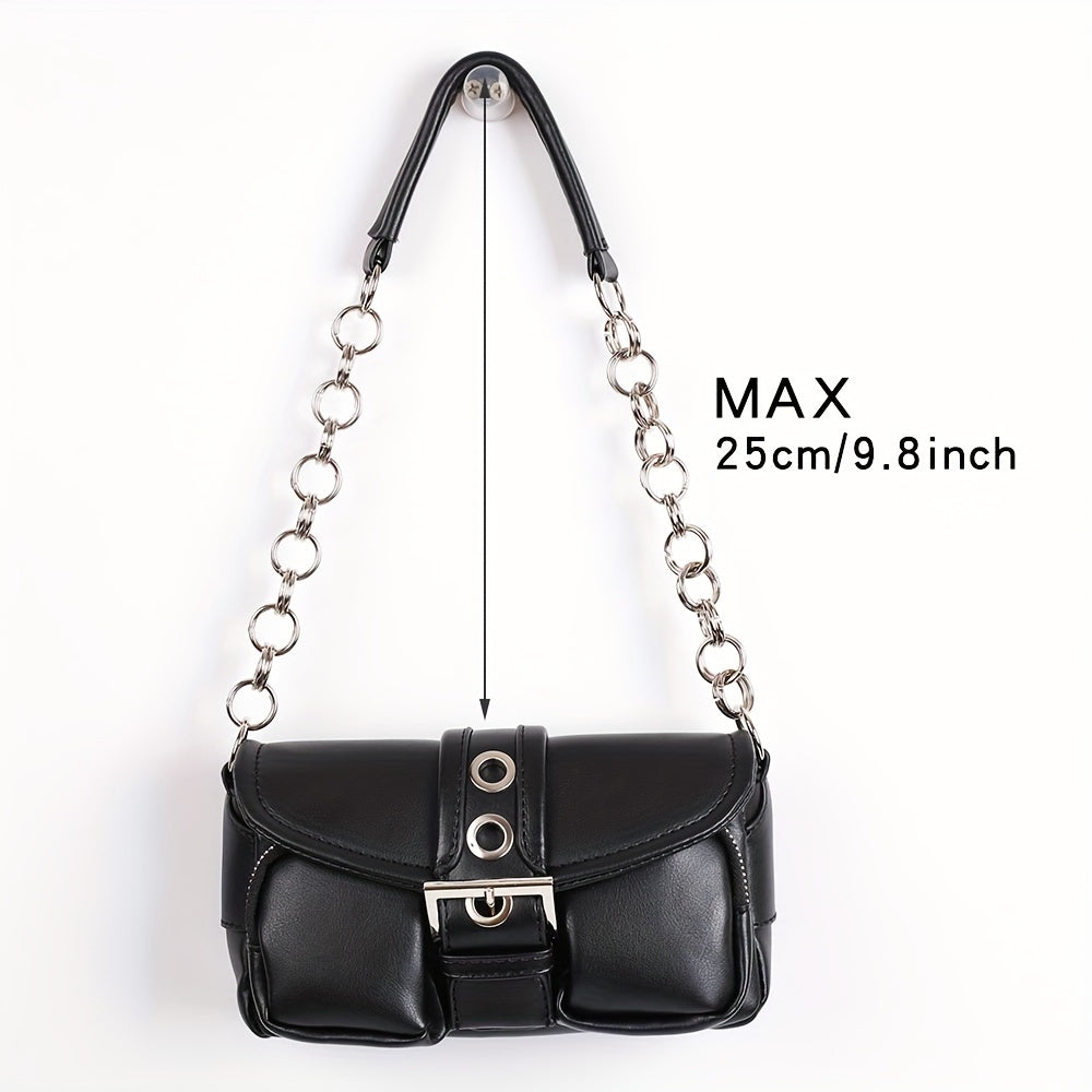 Chain Shoulder Bag Eyelet Buckle Decor Underarm Purse Small Handbags