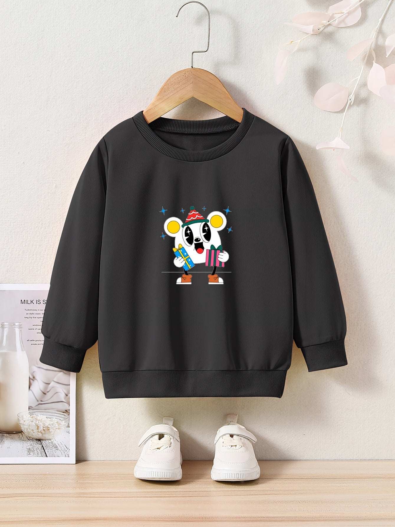 Lovely Mouse Graphic Crew Neck Sweatshirt for Kids