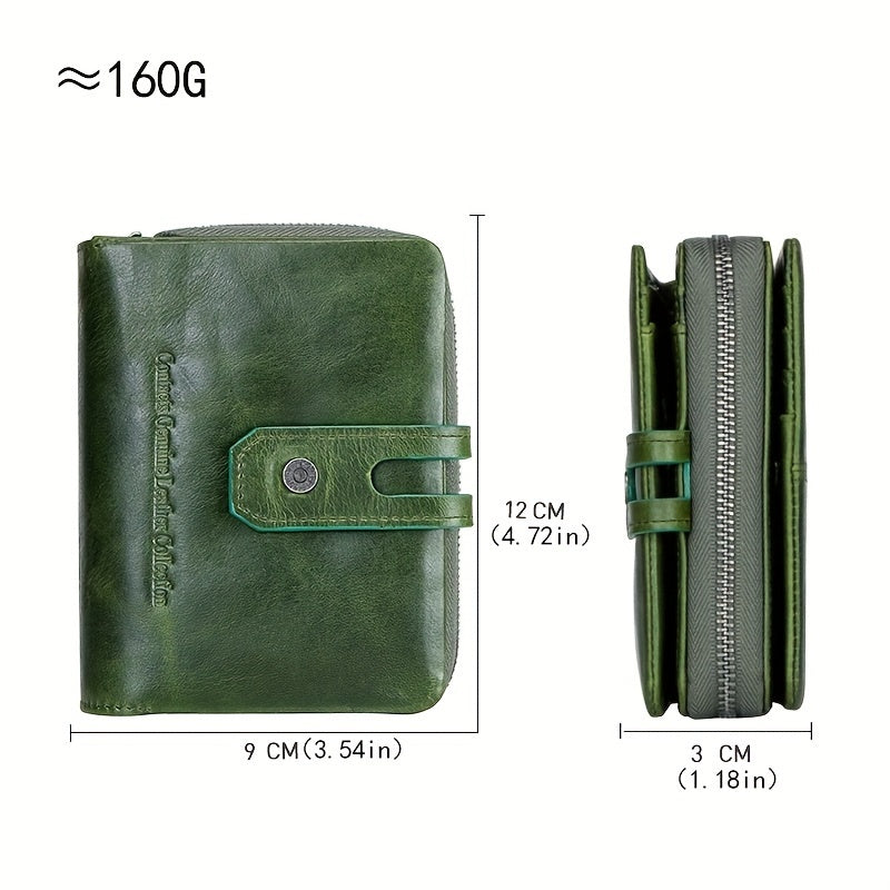 Vintage Leather Wallet for Women Trifold Teal Red