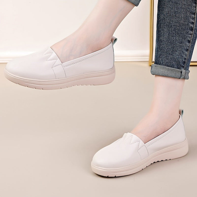 Women's Flat Faux Leather Loafers Lightweight Shoes