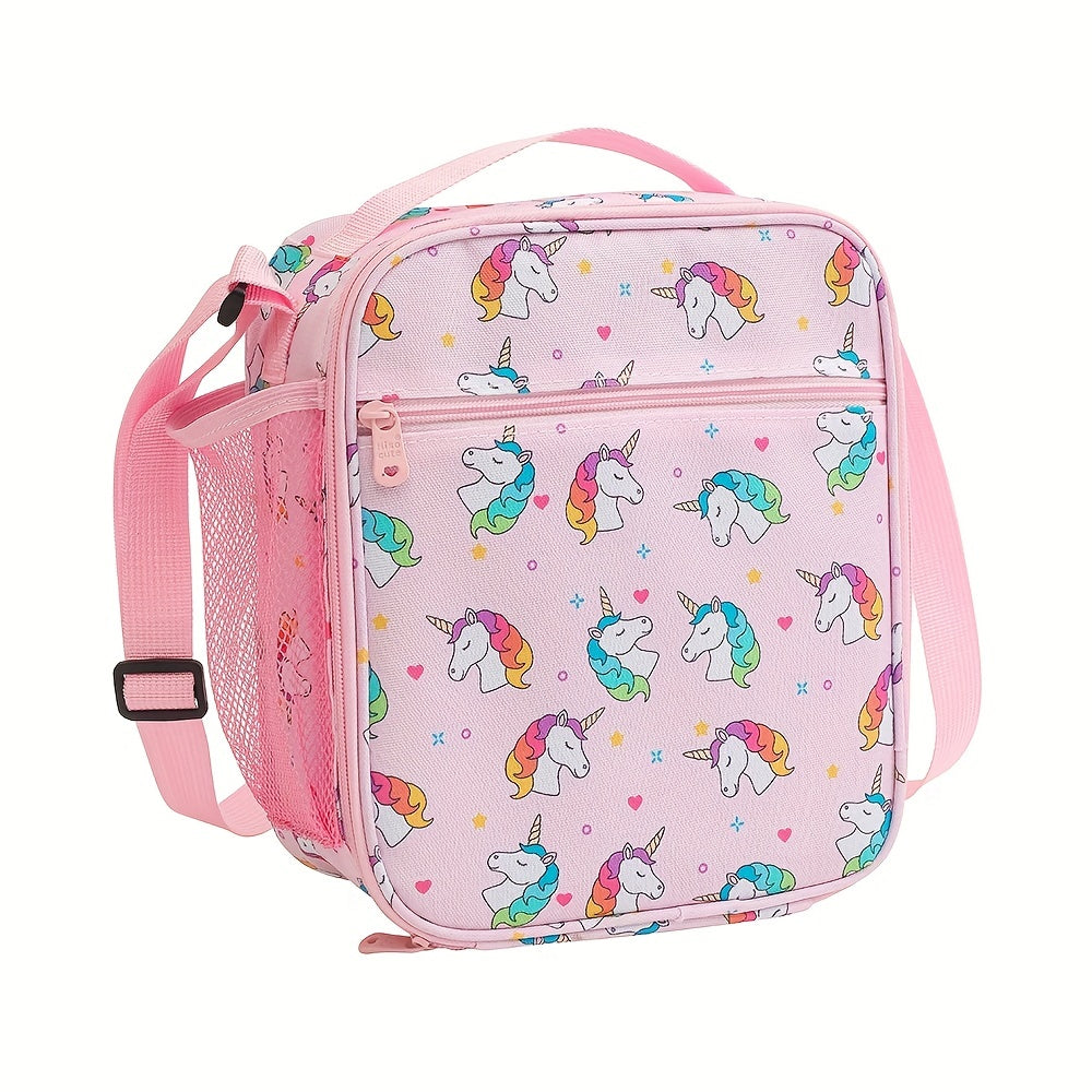 Cartoon Insulated Lunch Bag for Students & Outdoors