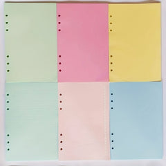 Colorful 6 Hole Ruled Blank Refills Inserts For Leather Journals 40 Sheets