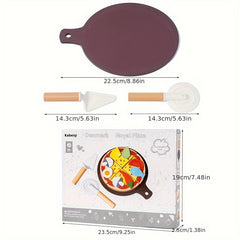 Wooden Royal Pizza Playset for Kids Realistic Pizza Dough & Toppings