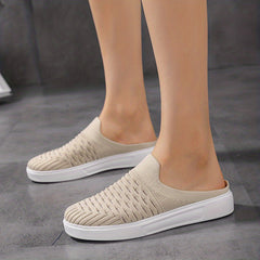 Women's Breathable Knit Mule Sneakers Lightweight Slip On Shoes
