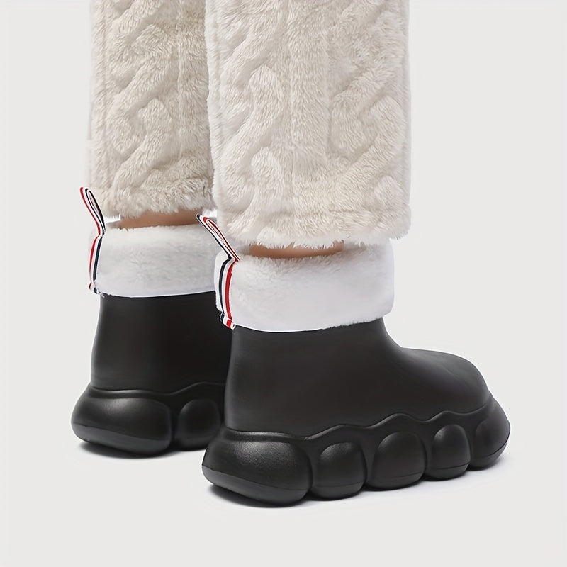 Women's Lightweight Rain Boots Short Tube Winter Thickened Warm Rain Shoes