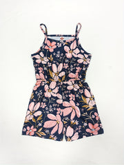 Girls Flowers Print Cami Romper Stretch Suspenders Jumpsuit