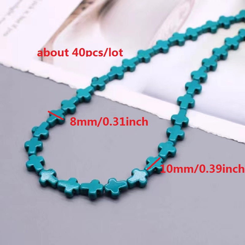 Turquoise Cross Pendant Beads for DIY Jewelry Making