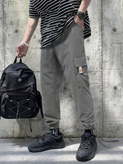 Men's Drawstring Cargo Pants Loose Jogger Pants