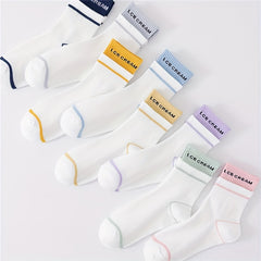 8 Pairs Letter Print Mid Tube Socks Women's Stockings