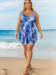 Modest Tankini Set Women's Tropical Print Cami Dress & Bottoms