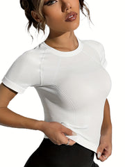Women's Workout Short Sleeves Gym Running Top with Chest Pad