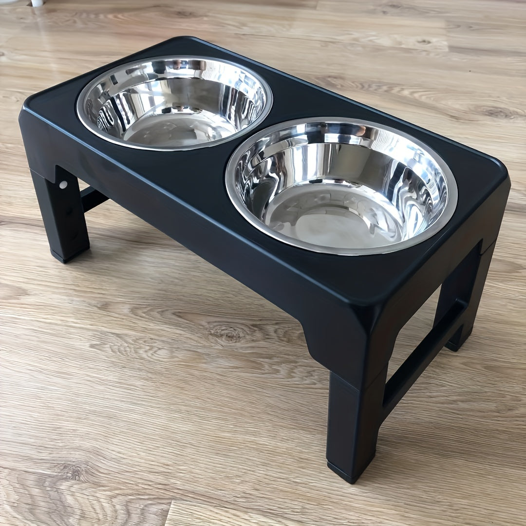 Adjustable Height Raised Pet Bowl - Stainless Steel - Small/Large Pets