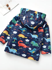 Boys Dinosaur Print Hooded Jacket for Autumn/Winter