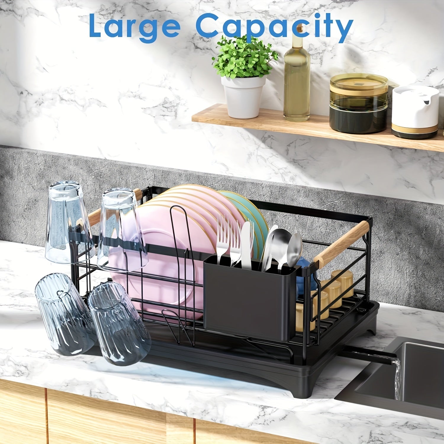 Dish Drying Rack Kitchen Counter Rust Proof Drainer Holder Accessories