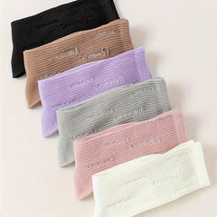 Women's Plus Size Crew Socks Set - Ripped Minimalist Solid Crew Socks 6pcs