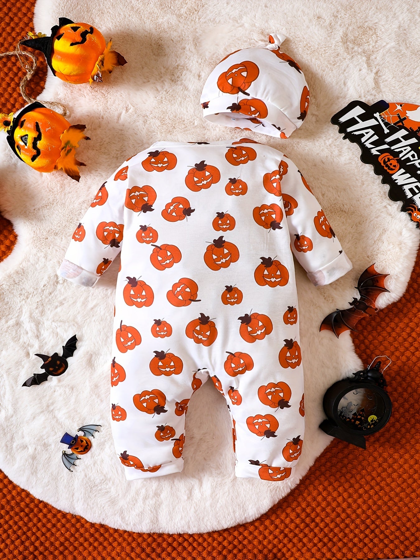 Halloween Pumpkin Graphic Romper Baby Onesie