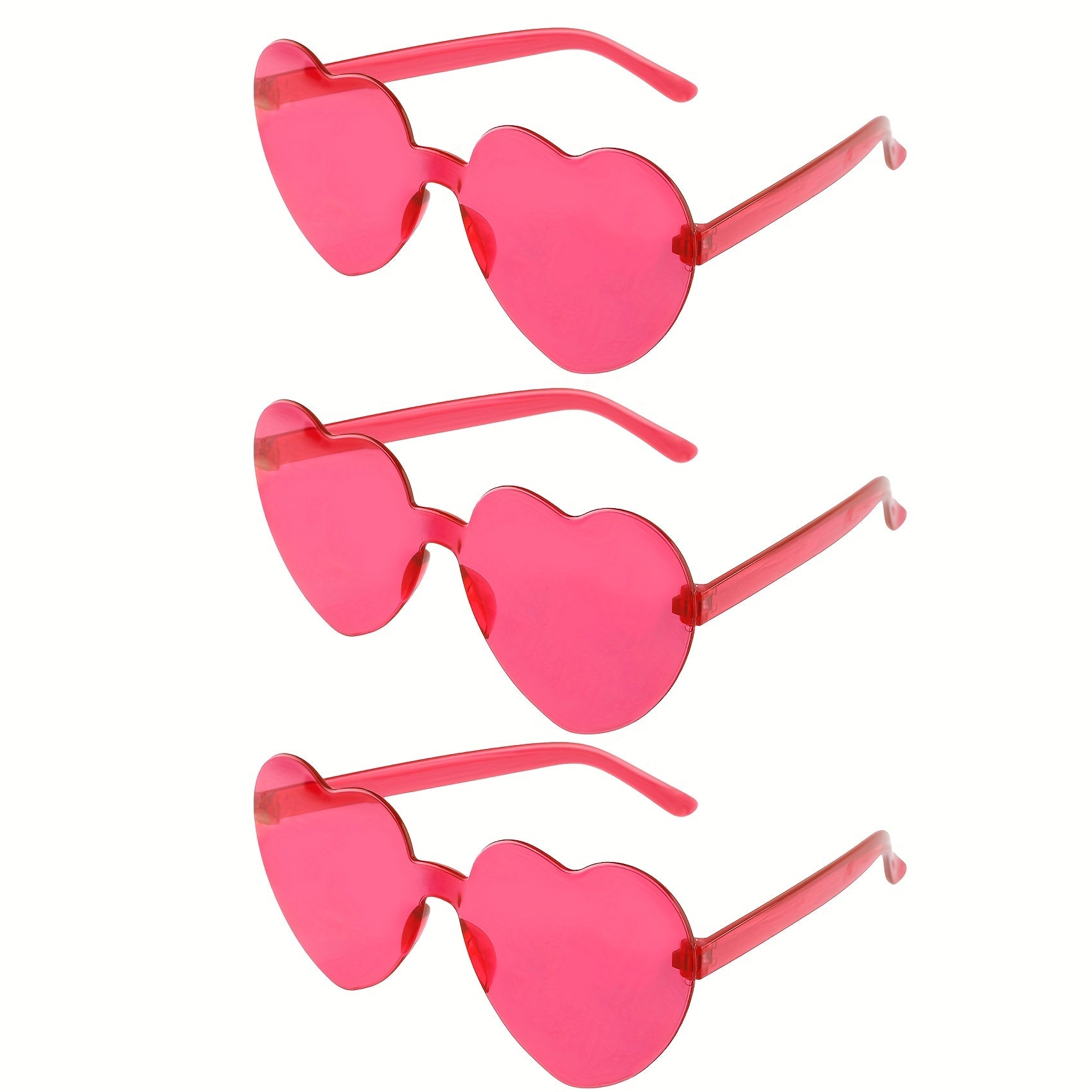 3pcs Heart Shaped Jelly Sunglasses Frameless Party Decoration Glasses