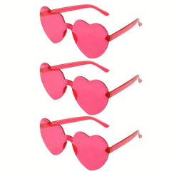 3pcs Heart Shaped Jelly Sunglasses Frameless Party Decoration Glasses