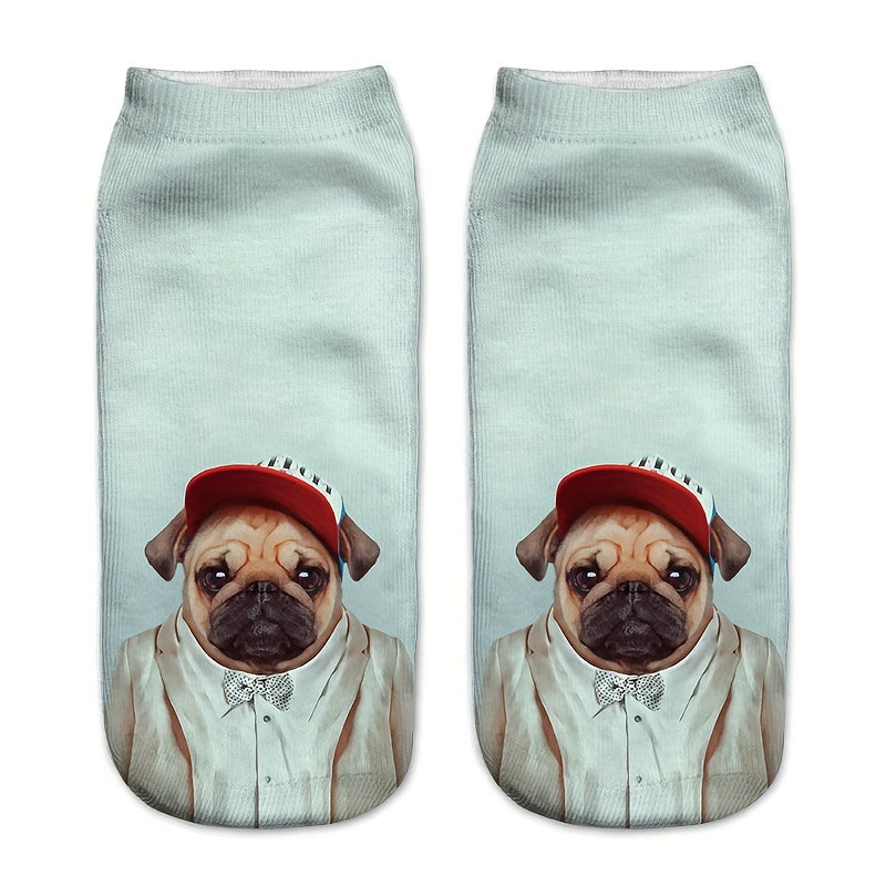3D Dog Pattern Comfy Low Cut Socks Women's Stockings Hosiery
