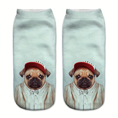 3D Dog Pattern Comfy Low Cut Socks Women's Stockings Hosiery
